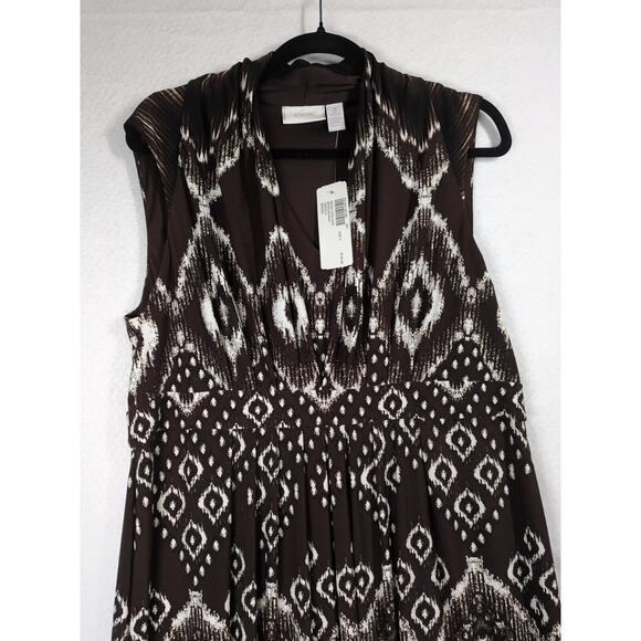NEW Chico’s Dress Size 2 (US 12) Medallion Haze Morgan Maxi Stretchy Dress Brown - Picture 6 of 10